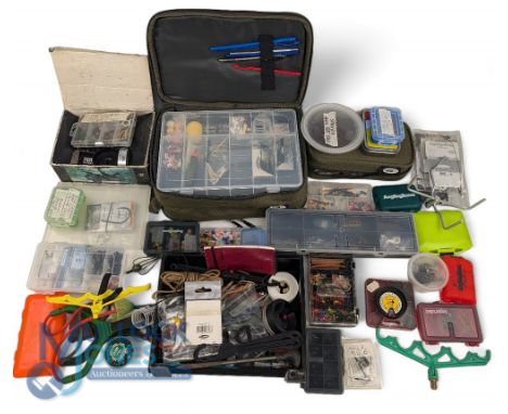 Coarse Fishing Accessories, to include a cantilever fishing box, feeders, line wonders, floats, hooks, tools, lures, spoons a