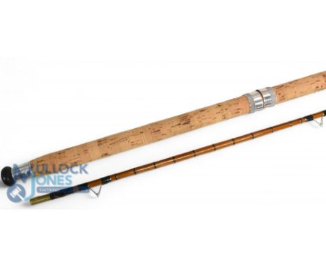 W M Troman of Leeds, 11'6", 2 piece split cane Avon rod, green close whipped, agate butt/tip liners, high bells intermediates