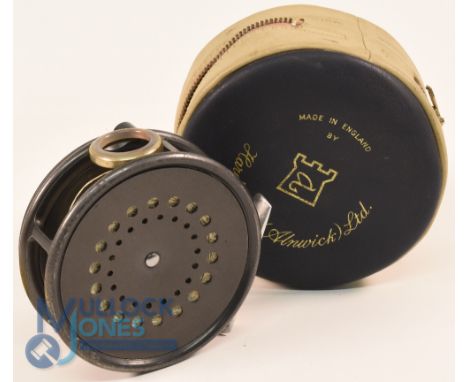 Hardy Bros "The Perfect" alloy trout fly reel 3 5/8" ventilated spool, black handle, milled rim tensioner, constant check, cl