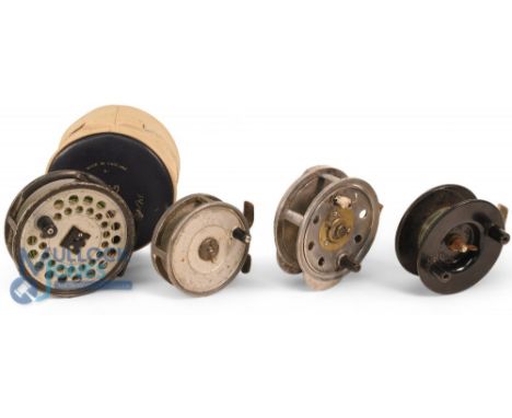 Hardy Bros "The Viscount 150" alloy light salmon fly reel - 3 7/8" ventilated spool, 2 screw castle latch, black handle, rear