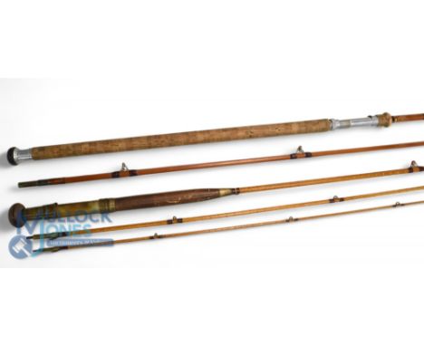 Sharpe's Scottie 10' 2 piece impregnated spinning rod, agate lined guides, suction ferrule, cork handle with screw reel fitti