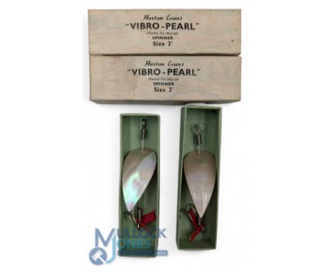 Vintage Boxed Pair Horton Vibro Pearl Spinner Lures size 2 - unused 