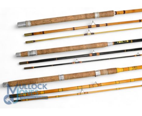 Allcock Peerless 12' 3 piece cane float/match rod, bamboo butt/middle, stepped &amp; spliced split cane tip, fully refurbishe