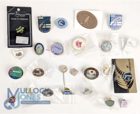 Collection of Metal and Enamel Fishing Themed badges, to include competition, national badges, and a few might be tourist bad