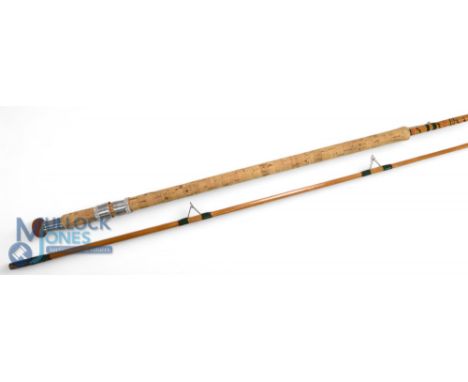 Ogden Smith Ltd., Warrior Rod Double Built, 9'6", 2 piece split cane, restored, guides whipped green, tipped red, bronze ferr