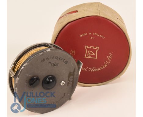 Hardy Bros "Marquis 8/9" alloy trout multiplier reel - 3 5/8" spool, 2 screw latch, black handle, rear tensioner, 'U' shaped 
