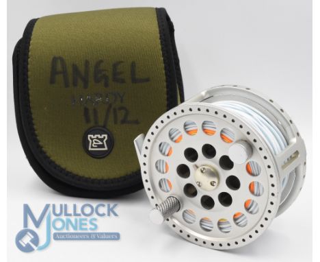 Hardy Bros "The Angel" 1112 No 4891 alloy salmon fly reel - 4 3/16" wide ventilated spool, 3 screw latch, engine turned count