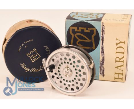 Hardy Bros "The Marquis 7" alloy trout fly reel - 3 7/16" ventilated spool, 2 screw latch, black handle, rear tensioner, cons