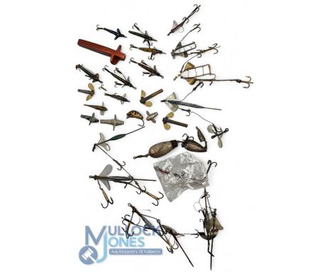 Selection of Various Lures and Baits includes Hardy Crocodile mount, dead bait mounts, Percy Wadham lures, etc varying condit