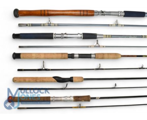 A collection of 2pc carbon spinning rods - all with no bag. Shakespeare Alpha 1570-210, 2.10m, 2pc, action A15-30. Daiwa TriF