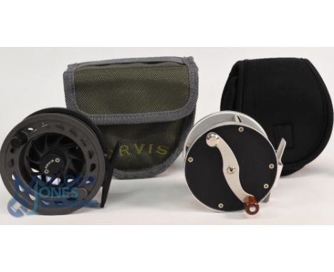 Orvis Turbine 11, large arbor trout fly reel, 3 1/2" diameter, backplate check adjuster, little used, in Orvis Cordura case a