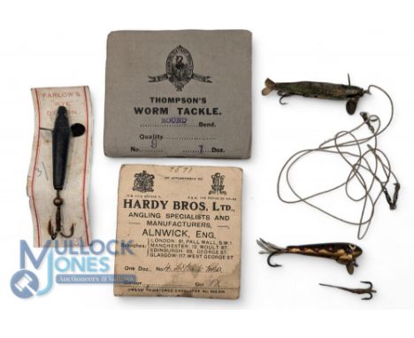 Hardy Farlow Fishing Tackle and Lures, a carded Farlow minnow, a Farlow with cast, Hardy, packet of Hardy worm tackle, and a 