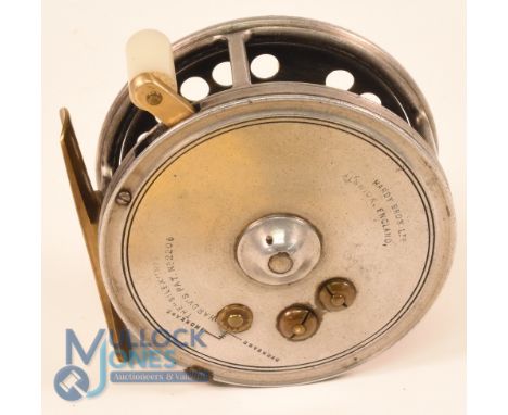 Hardy Bros "Silex No 2" alloy casting reel c1920 stamped A H W, 3 1/2" ventilated spool, 3 screw latch, twin ivorine handles,
