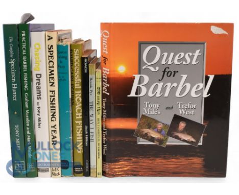 Ten Fishing Books - Quest for Barbel 1999 Tony Miles &amp; Trefor West, 200 Carp Tips 1980 Dick Langhenkel, The Way Fish 1964