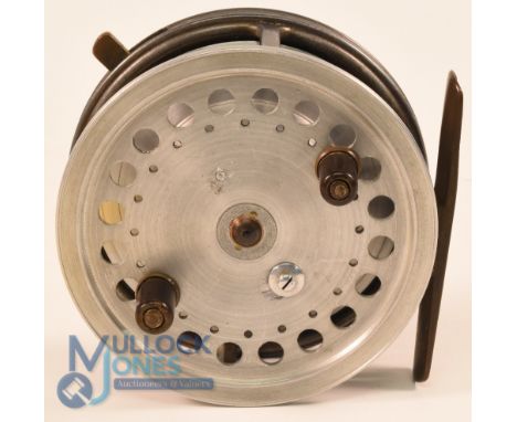 Hardy Bros "The Triumph Reel" internal RMSC1923 alloy centre pin/trotting reel, 3 7/8" ventilated wide spool, sliding face ca