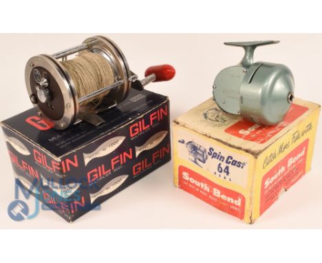 Gilfin Model 1000 Multiplier reel - large counter balanced handle, star tensioner, on/off check, light use, in original box. 