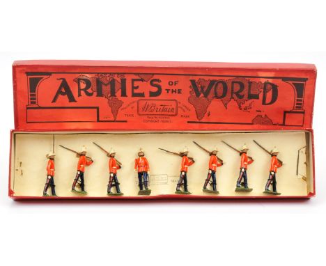 Britains - Set 1620 - Royal Marine Light Infantry, [1938 version], comprising: Empty Handed Officer &amp; 7 x Marines Marchin