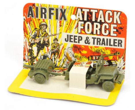 Airfix - Attack Force HO/OO Ready-Made Vehicles, First Issue, 1966, comprising: First Issue Jeep with Folding Windscreen &amp