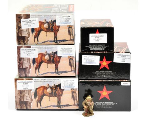 King &amp; Country - Australian Light Horse Series, comprising: Set AL007A Flagbearer with Red Ensign, Set AL061 Kneeling Med