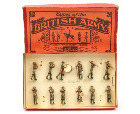 Britains - Set 1290 - Band of the Line [1940/1 only], comprising: Marching Drum Major &amp; 11 x Bandsmen Marching Playing va