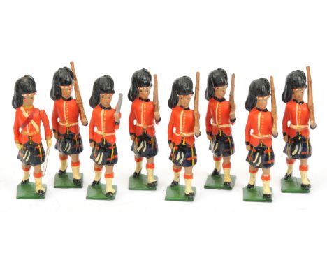 Britains - Un-catalogued Special Paint Figures - Cameron Highlanders, Late 1930's Issues, comprising: Officer with Held Scabb