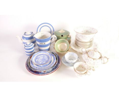 A 38 PIECE VICTORIAN STAFFORDSHIRE PORCELAIN PART TEA SERVICE, TOGETHER WITH A 22 PIECE 1930's GRAYS POTTERY 'Sunbuff' PART P