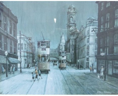 ARTHUR DELANEY  SIGNED LIMITED EDITION COLOUR PRINT  Oxford Road leading into Manchester city centre  signed in pencil and nu