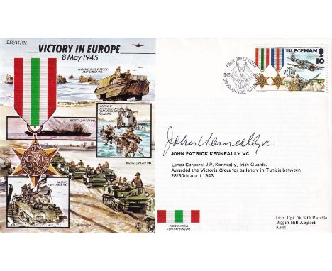 John Patrick Kenneally VC, Irish Guards Victoria Cross Recipient Signed First Day Cover. Good condition. All autographs come 