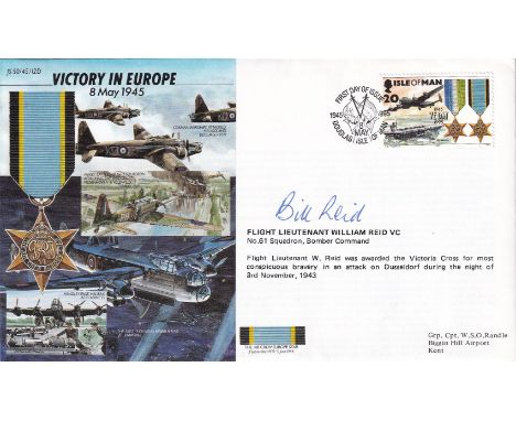 Bill Reid VC, V.C. Recipient with Bomber Command Signed First Day Cover. Good condition. All autographs come with a Certifica