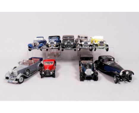 9 Modellautos, Franklin Mint, Ende 20.Jh. Metall, farbig lackiert, Maßstab 1:24, best. aus 3x Duesenberg, 1x Rolls Royce, 2x 