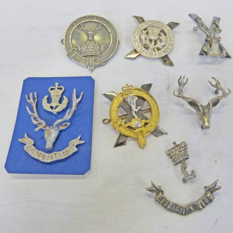 6 SCOTTISH GLENGARRY BADGES INCLUDING 32nd SIGNALS PIPERS, 6TH ...