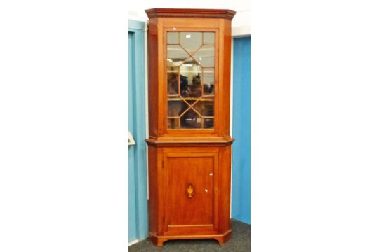 19th Century Mahogany Corner Cabinet With Astragled Glass