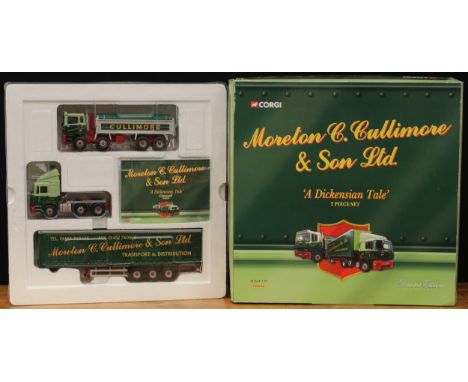 Corgi 1:50 scale CC99154 Moreton C.Cullimore &amp; Son Ltd. 'a Dickensian Tale' two piece set, comprising ERF ECS curtainside