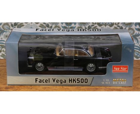 A Sun Star 1:18 scale No.3751 Facel Vega HK500 die-cast metal model, window boxed
