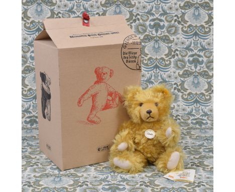 Steiff (Germany) EAN 005206 Classic teddy bear, trademark 'Steiff' button to ear with red and yellow tag, cardboard chest tag