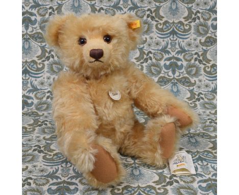 Steiff (Germany) EAN 004377 Classic teddy bear, trademark 'Steiff' button to ear with red and yellow tag, cardboard chest tag