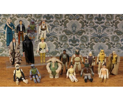 Star Wars 3¾ loose action figures, comprising Leia in Hoth outfit, Luke Skywalker in Hoth oufit, Klaatu in Skiff outfit, Klaa