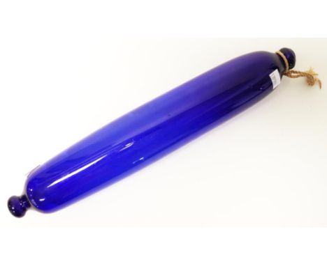 Vintage Bristol blue glass rolling pin length 34cm approx