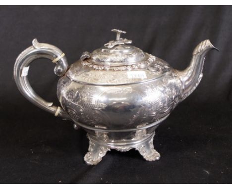 George III sterling silver teapot London 1809, maker Michael Starkey, (condition as inspected: handle removed, however, avail