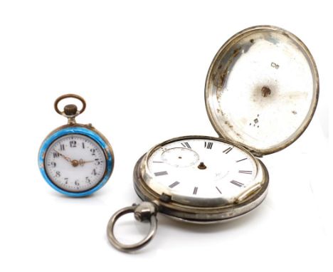 Two silver pocket watches for restoration one marked Rotherham &amp; Sons Birmingham 1888, the enamel one marked other Argent