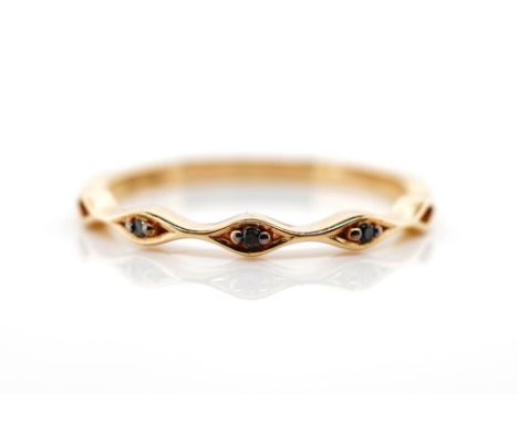 10ct rose gold and black diamond ring marked 10k Approx weight 1.2 grams, ring size N-O