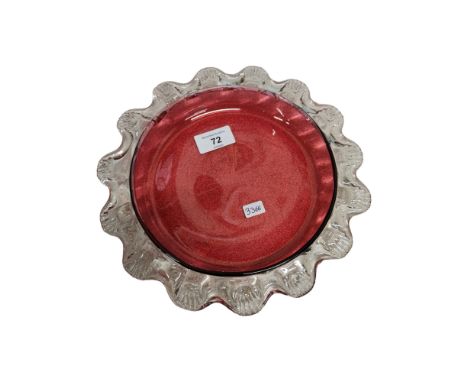 VINTAGE RUBY GLASS BOWL/TRAY