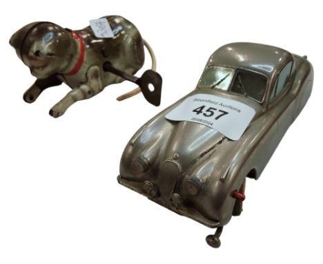 VINTAGE MODEL JAGUAR AND TIN PLATE CAT
