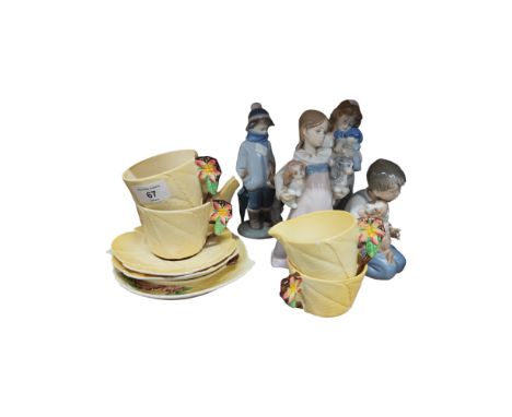 SHELF LOT OF LLADRO, NAO AND CARLTONWARE