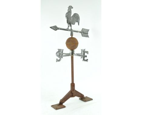A mixed metal weather vane with cockerel motif, 74cm high