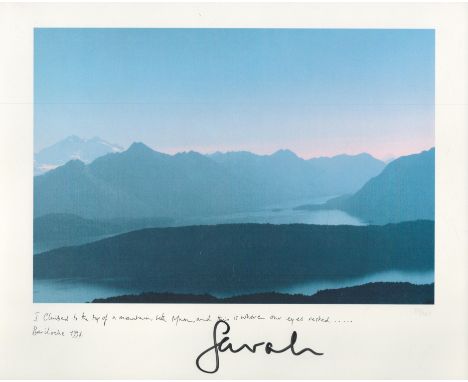 Signed Mountain View Print by Sarah Ferguson Duchess of York. Limited 119 of 400. Measures appx 16x13 inch. Good condition. A
