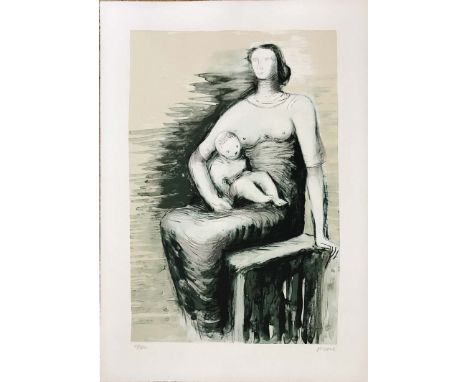 HENRY MOORE 'Seated Mother and Child', original lithograph, 1979-80, signed in pencil, numbered 20/50 in pencil, 36.5cm x 51c