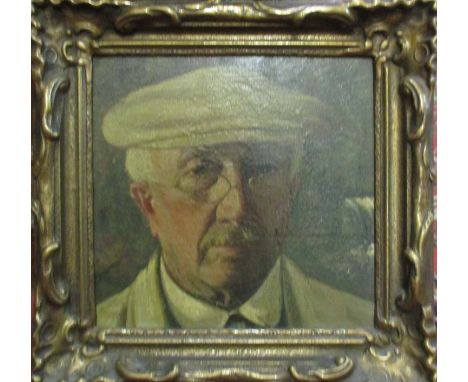 R HURNEY 'Portrait of an old man', oil on board, signed lower left, 25cm x 25cm, framed.