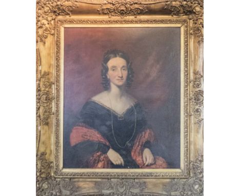 XIX CENTURY BRITISH SCHOOL 'Portrait of a Lady', oil on canvas, 94cm x 77cm, in gilt ornate frame.
