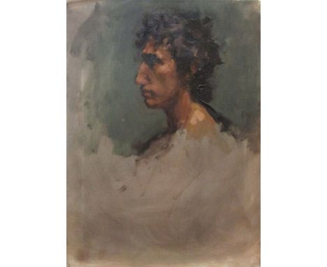 PHOEBE DICKINSON (exhibitor at the Royal Society of portraits Painters), 'Portrait of a man in profile', oil on canvas, 61cm 